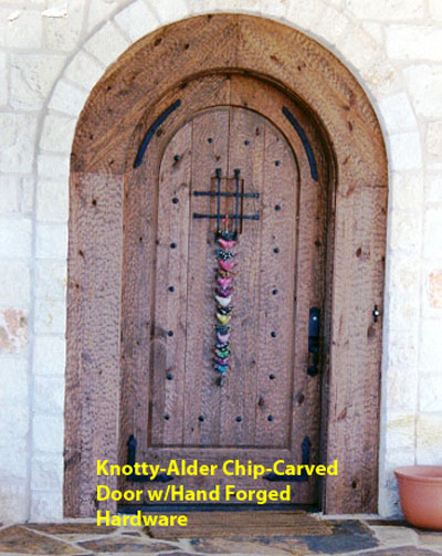 Knotty alder chip carved door